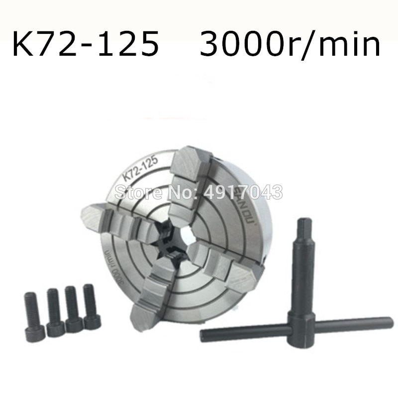 K72-125 4 Jaw Independent Lathe Chuck 125mm Four-Jaws 5'' Manual Chuck for CNC Clathe Fixture