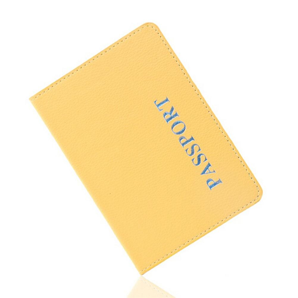 Passport Cover Passport ID Bank Card Note Holder Litchi Grain PU Passports Tickets Holder Passport Bag: YELLOW