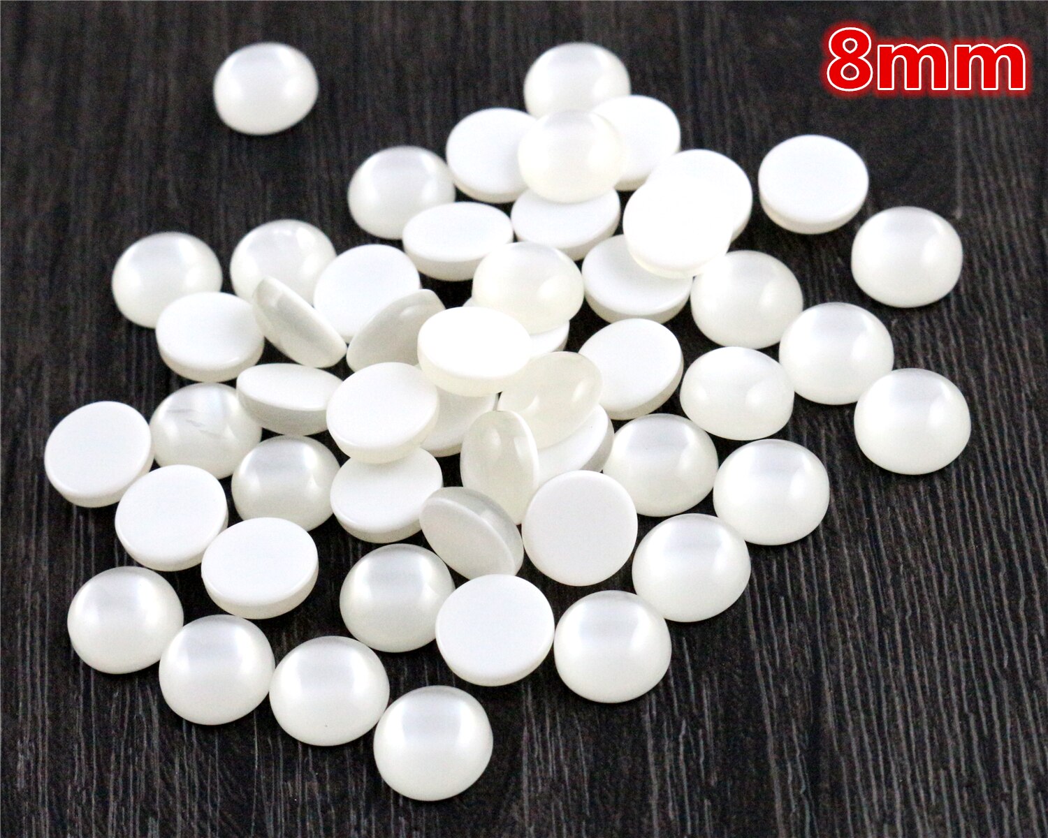 Mode 40 Pcs 8 Mm Wit Kleur Plat Hars Cabochons Cameo V6-26