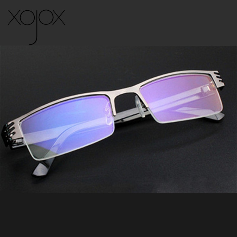 XojoX Finished Myopia Glasses Women Men Metal Half-rimmed Blue film Short-sighted Eyewears Student Nearsighted Spectacles
