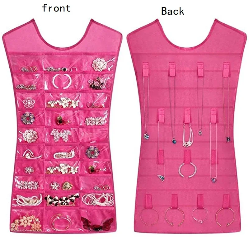 Sac de rangement suspendu porte-bijoux collier Bracelet boucle d'oreille bague organisateurs de bijoux et boîte à bijoux de rangement (sans cintre): Rouge
