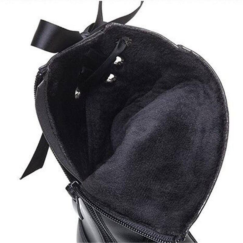 Herfst/Winter Zwarte Hoge Laarzen Meisjes Prinses Korte Pluche Warme Schoenen Kinderen Student Baby Peuter Knight Laarzen Kids 02