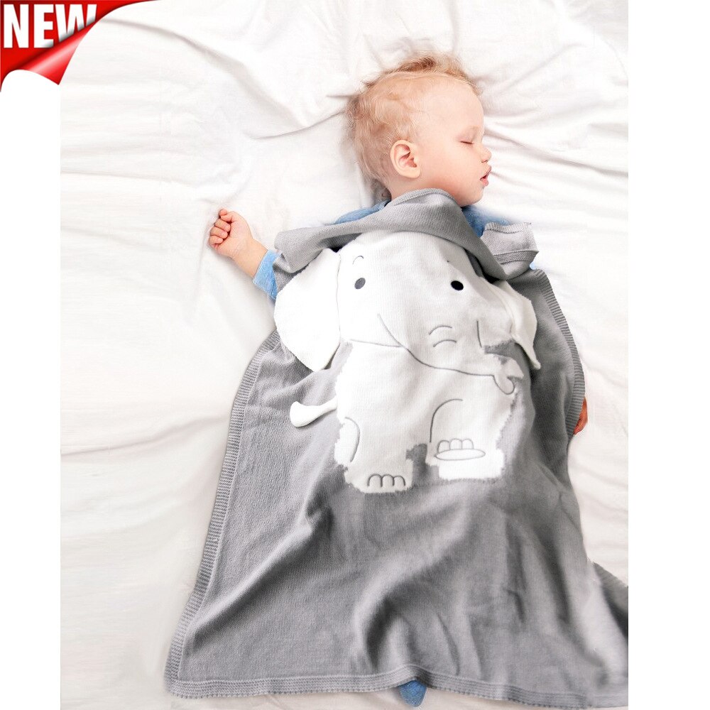 Bebé manta Bebe elefante manta estéreo de toalla primavera otoño tejer Soogan suéter colcha alfombra de playa de algodón bebé Manta