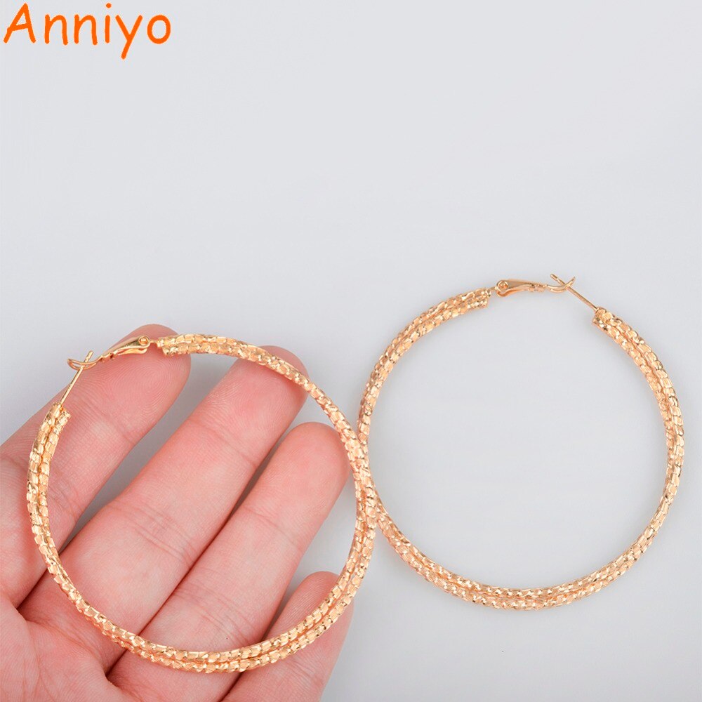 Anniyo 6CM Afrikanische Ohrringe für frauen/Mädchen Äthiopischen Schmuck Nigerian modisch Runde Ohrring Russische/Arabischen #047404