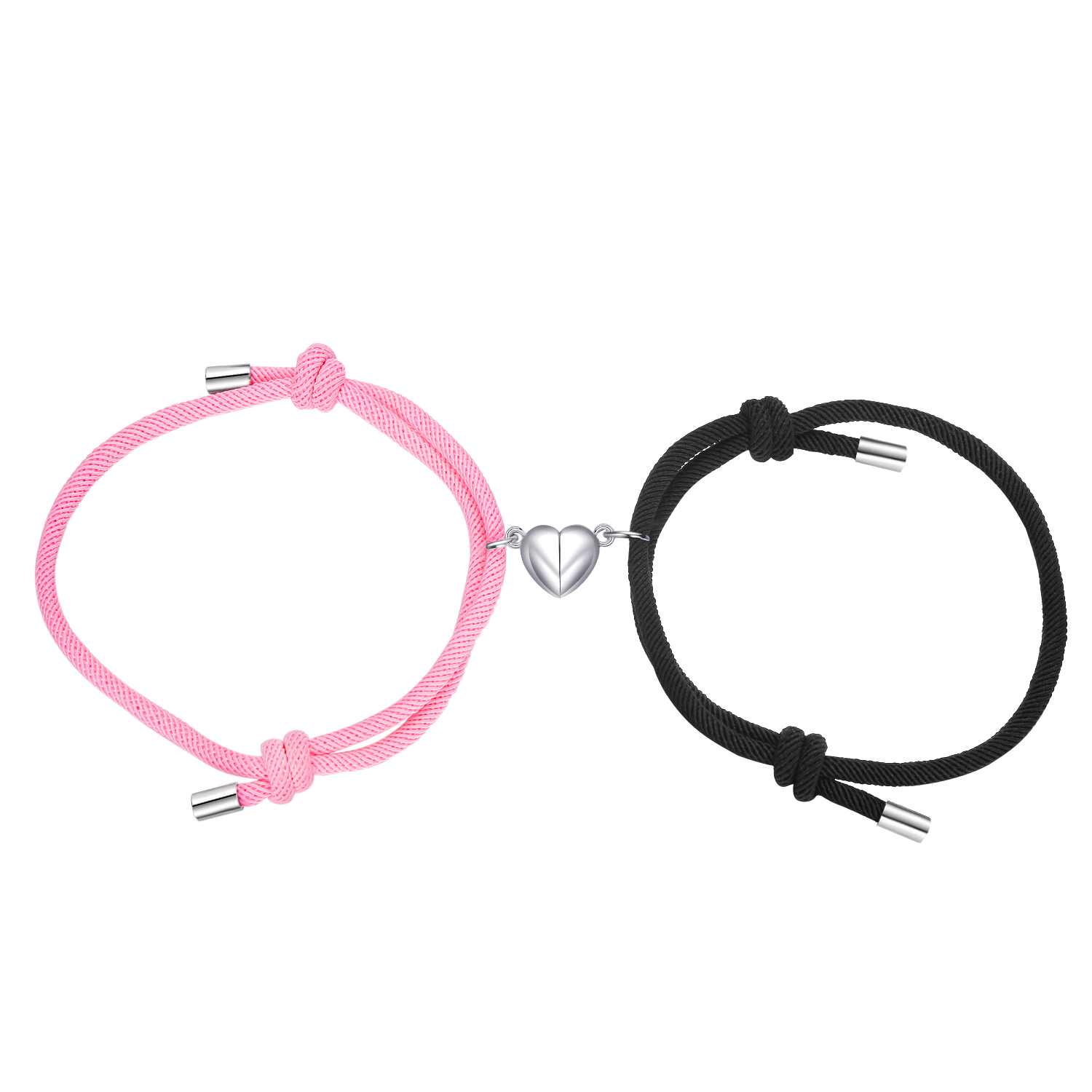 Braccialetti magnetici per coppie da 2 pezzi Braccialetti regolabili per attrazione abbinata a forma di cuore Regali per amanti per fidanzato e fidanzata: Bruno-rossastro