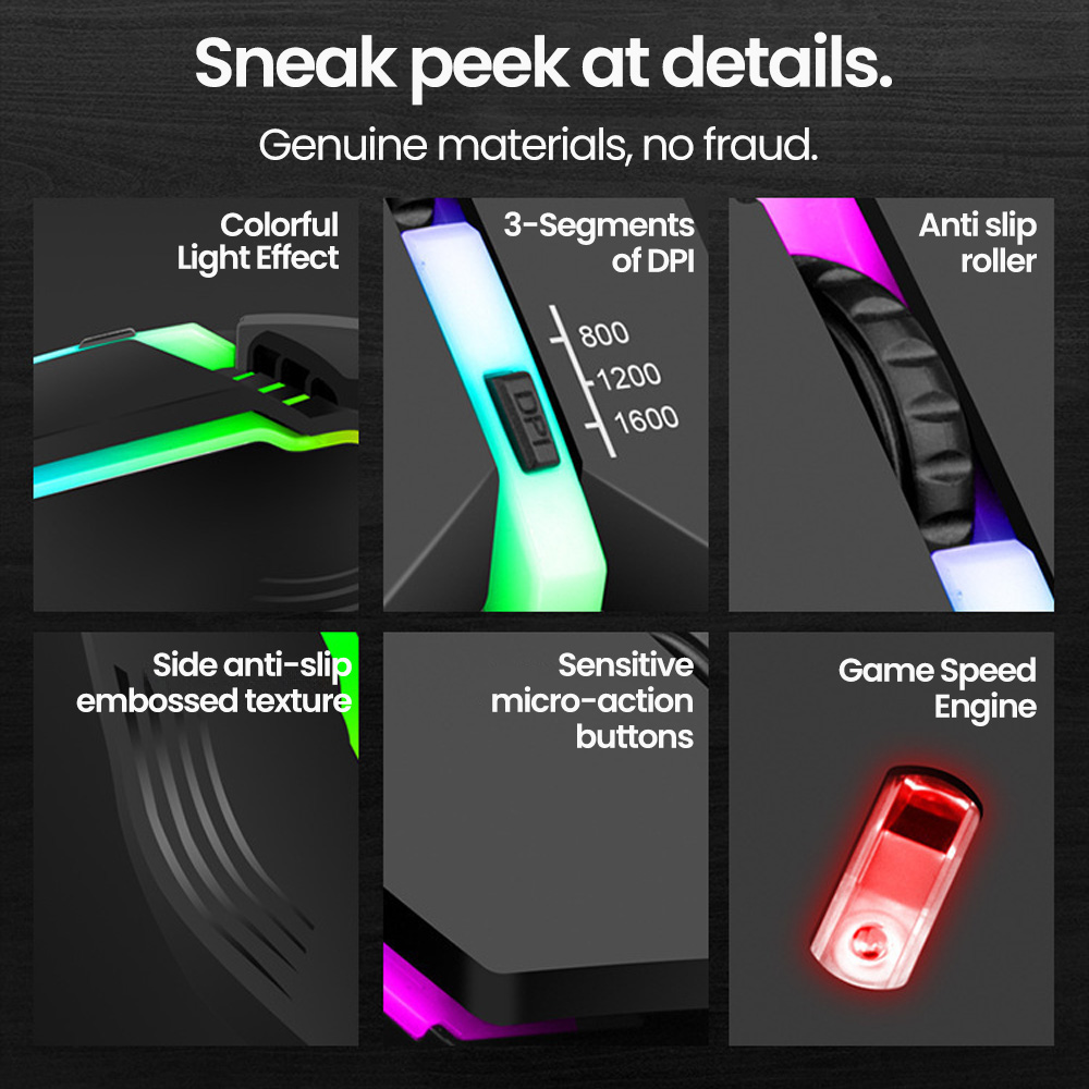 USB Wired Mouse LED Luminous Backlit USB Wired Gaming Mouse for Desktop PC Laptop Office Computer Gaming Mouse E-Sports