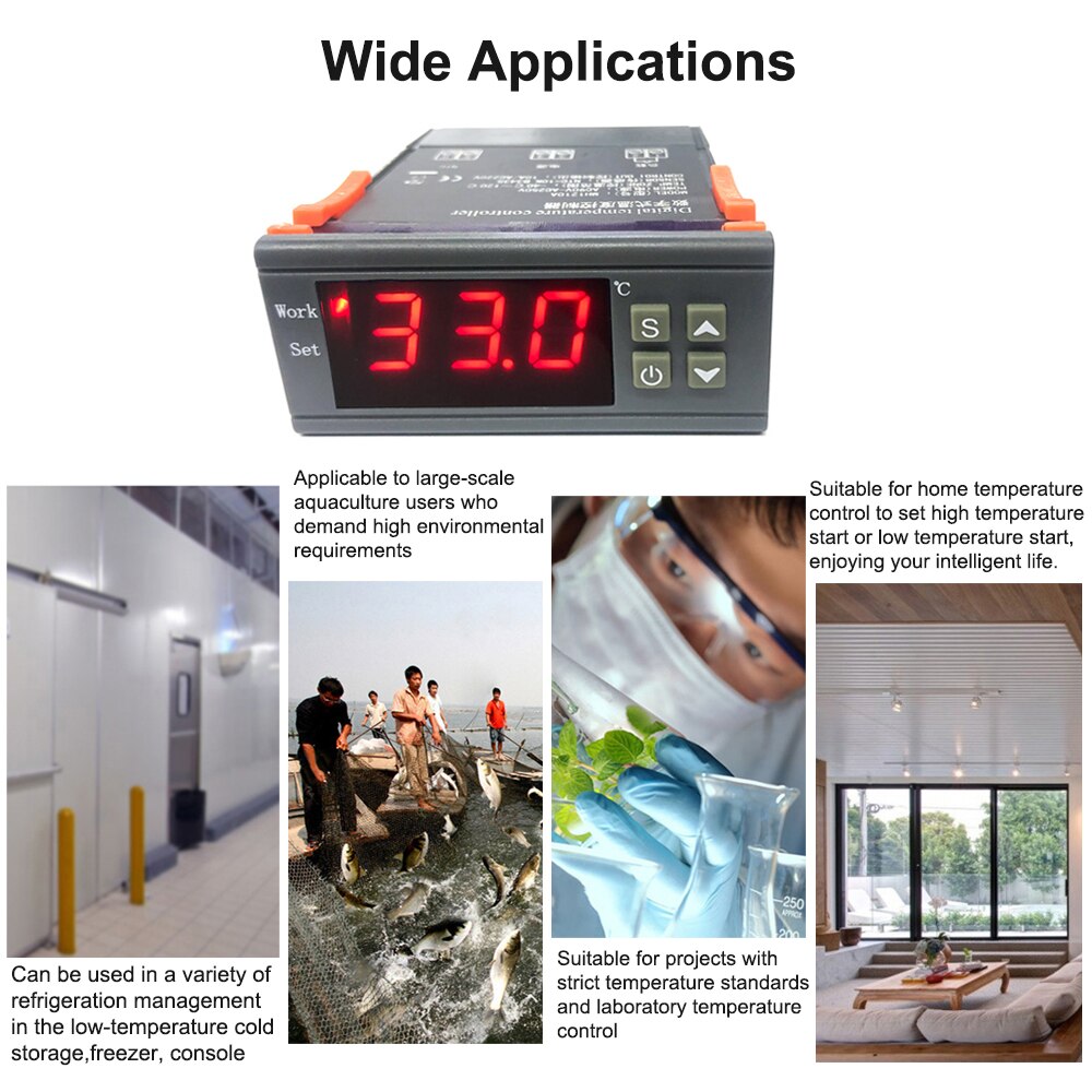 MH-1210A Intelligent Digital Temperature Controller Heating/Cooling Sensor Temp Control Thermostat for Freezer Fridge Hatching