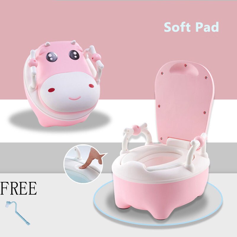 Baby Potje Wc Kinderen Training Pot Toiletbril Kids Cartoon Koe Potje Draagbare Kinderen Urinoir Comfortabele Rugleuning Potje: AL075 PINK