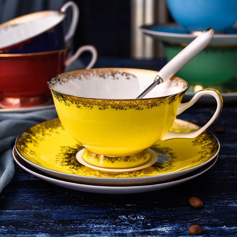 Traditional Chinese Tea Cups Light Luxury Bone China Dinnerware Sets Eco Friendly Tazas De Cafe Coffee Cup Set BE50CC