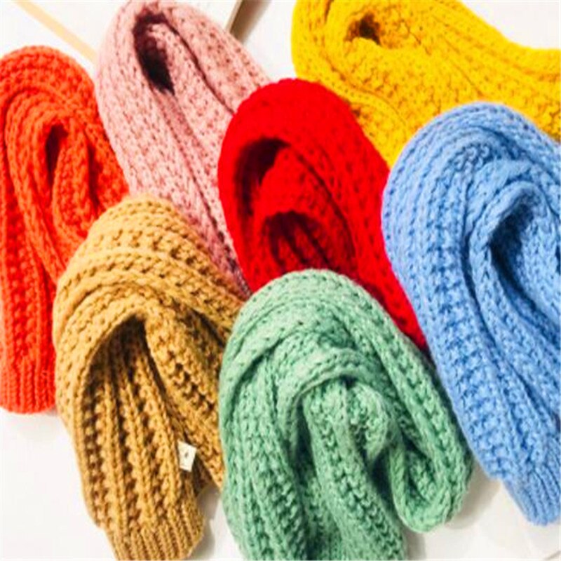 De kleine breien sjaal kinderen pure kleur sjaal jongen mode centra baby candy kleur sjaal in de winter van HC022