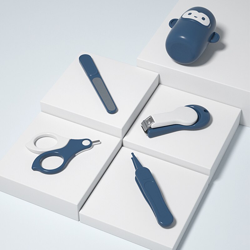 Baby care safety nail clippers cartoon baby nail trimmer pedicure scissors scissors child baby nail care Nail clipper suit: Blue