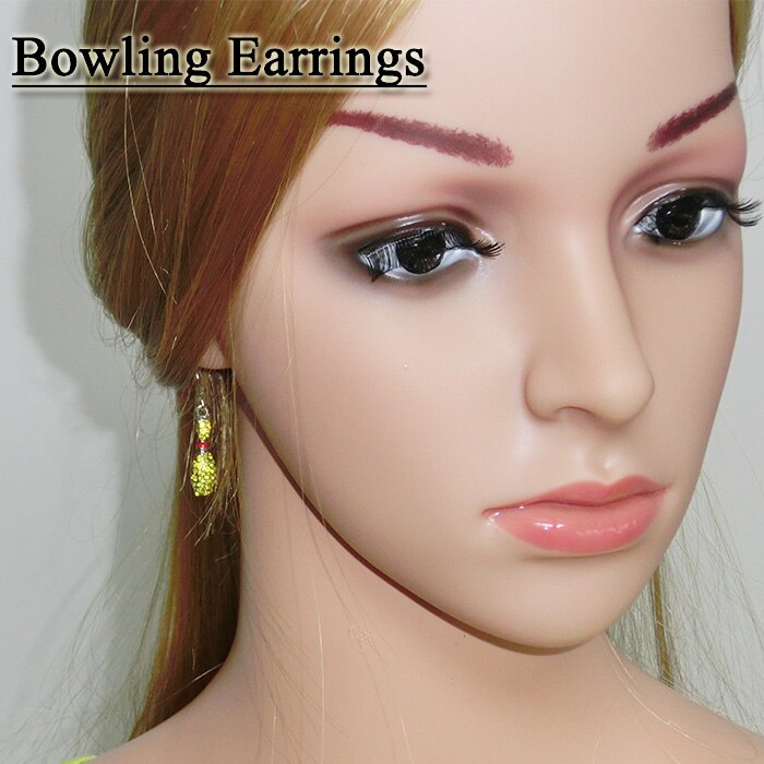 Bowling sport oorbel Geel wit 2 kleur in voorraad