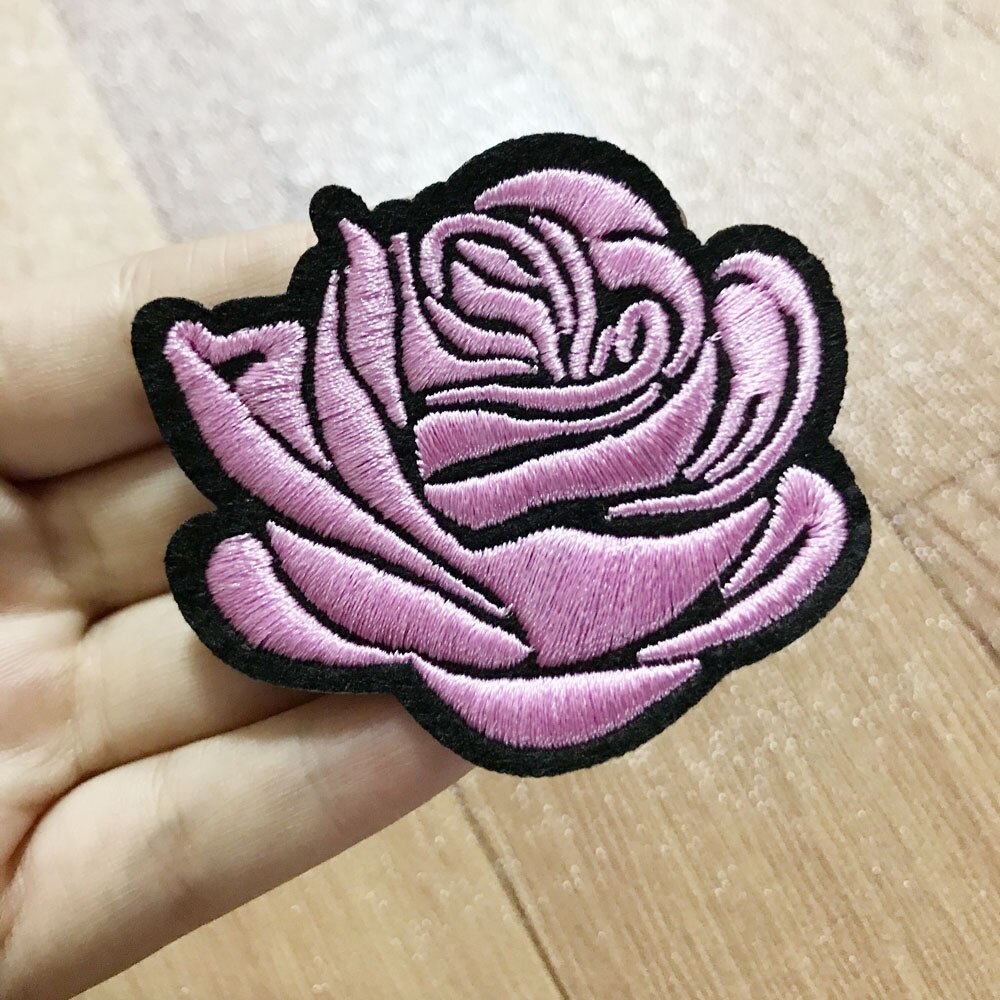 5 pièces/lot coudre/fer sur Patch pour veste en jean brodé Applique Badge Rose fleur Patch pour vêtements tissu vêtements bricolage: Pink 5pcs