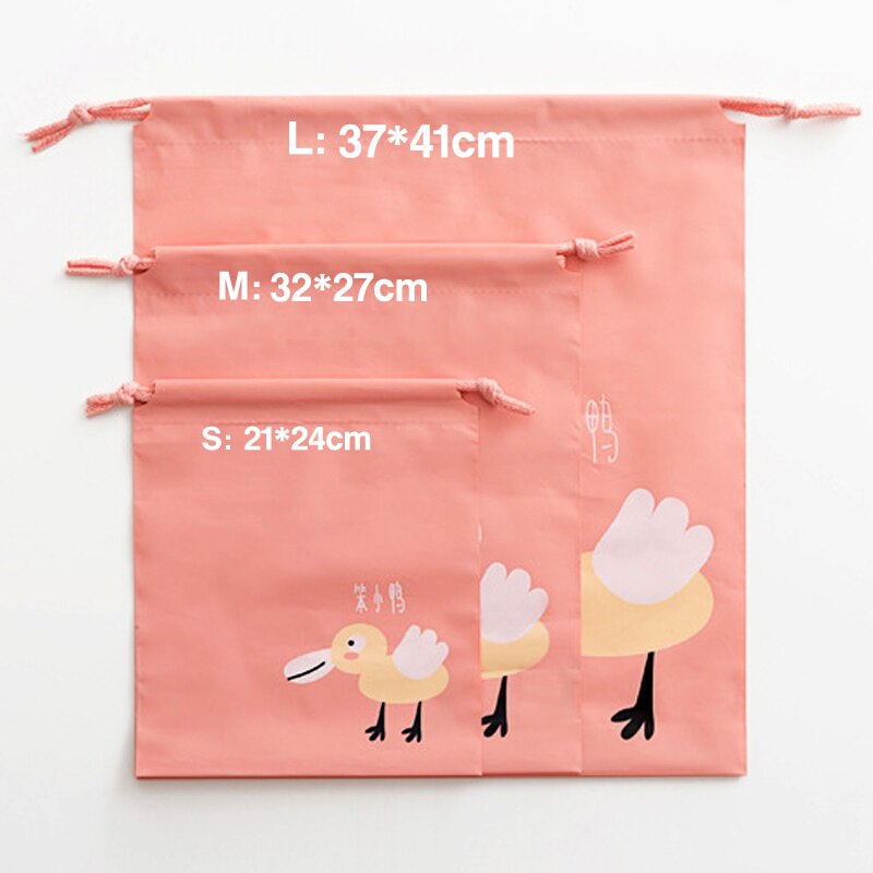 Portable Waterproof Lovely Cartoon Travel Pouch Underwear Shoes Storage Bag Travel Organizer Clothes Packing Drawstring Bag