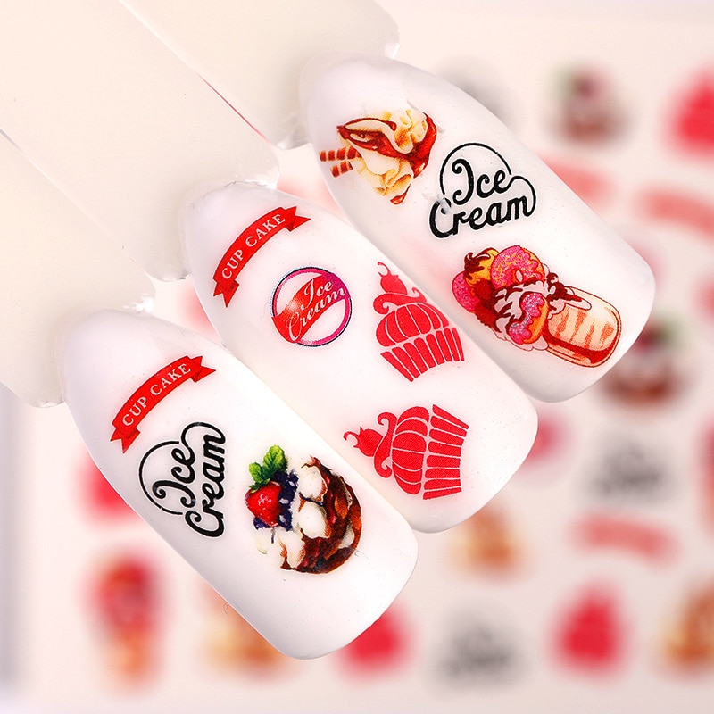 Maple Leaf Ontwerpen Nail Art Water Decals Zomer Fruit Nail Transfer Sticker Citroen Oranje Aardbei Cherry Nail Art Decoraties