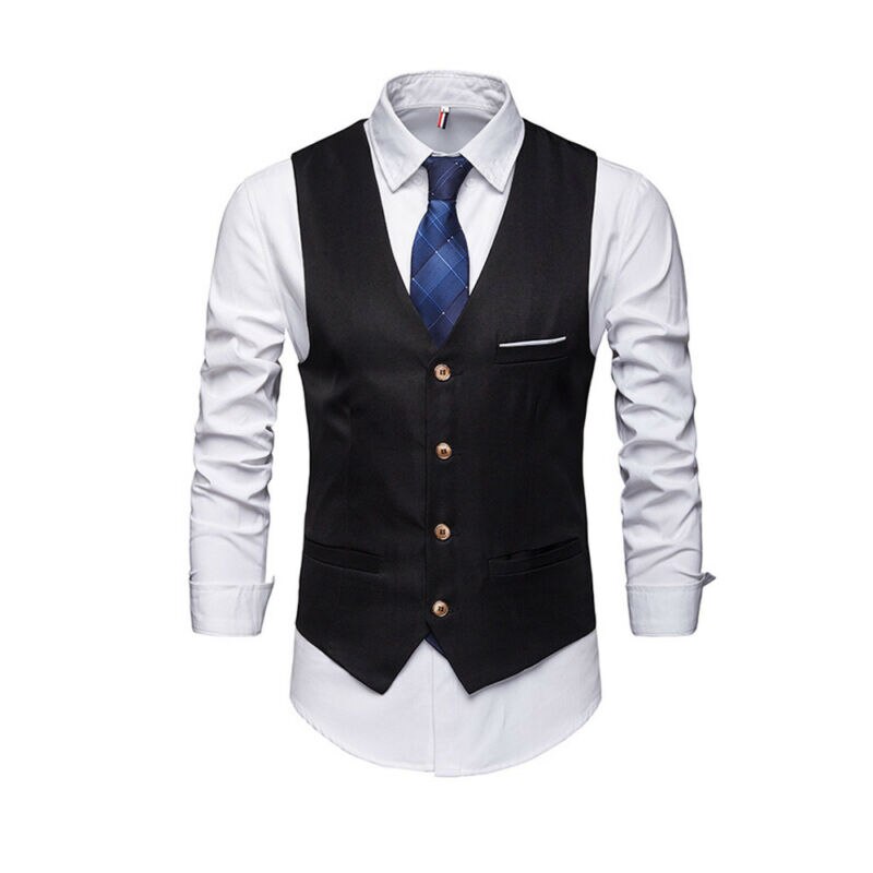 Mannen Formele Zakelijke Jurk Vest Pak Slanke Double Breasted Wedding Classic Vest M-3XL