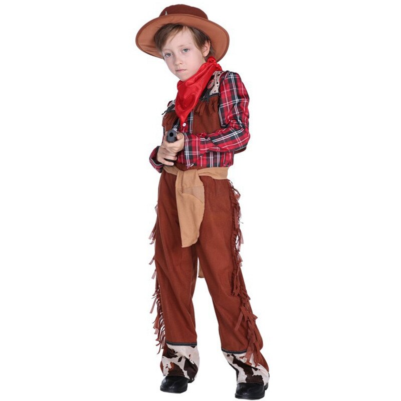 M-xl børn børn halloween cowboy kostumer til drenge cowboy cosplays karneval purim parade scene leg maskerade festkjole