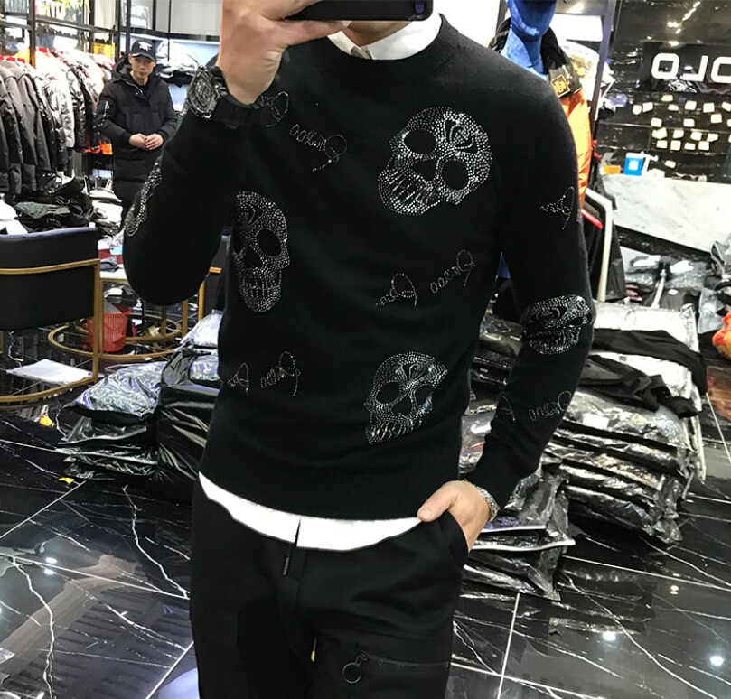 pañuelo de papel Revisión vestido Suéter de perforación para hombre invierno estilo coreano personalidad fit  de calavera de alta tecnología – Grandado
