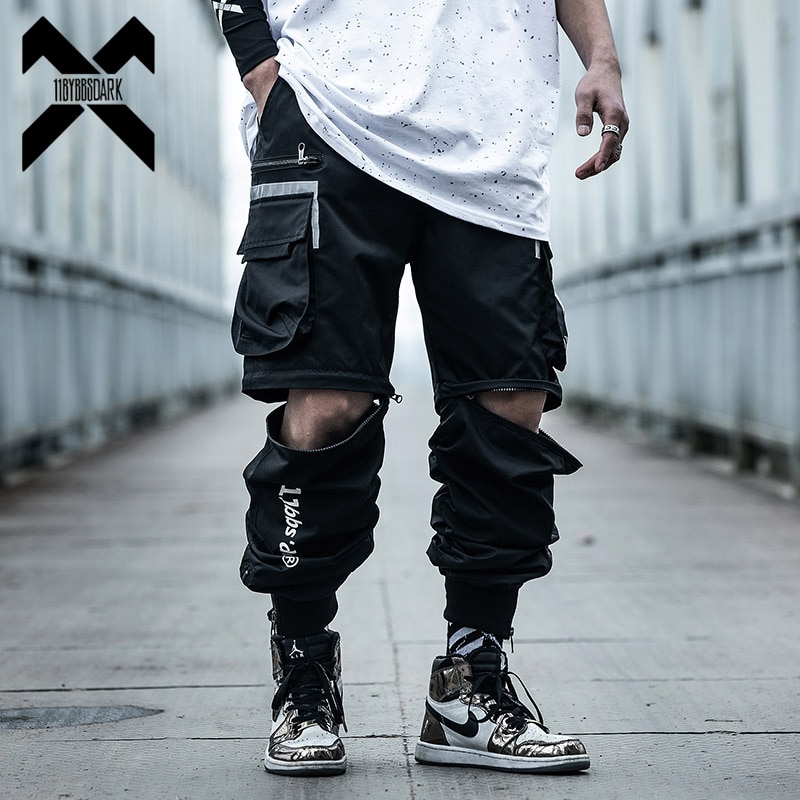 BYBB'S-pantalones de correr oscuros para Hombre Ropa Informal estilo Hip Hop para jogging, pantalones cortos extraíbles, pantalones Cargo para hombre, de verano, bolsillo XN73