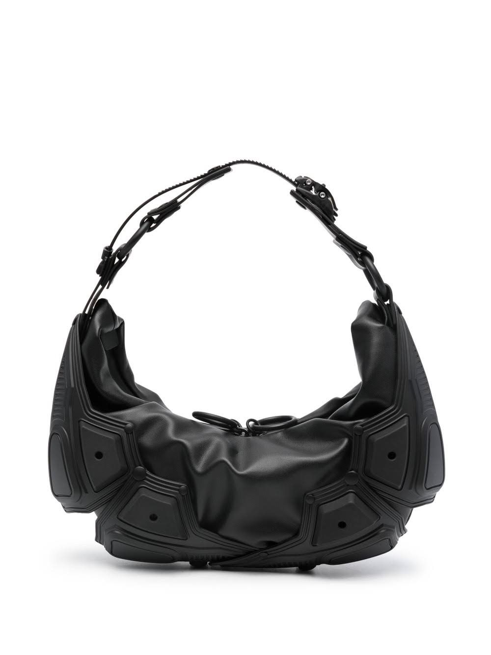 Zomerse metallic leren handtas hobo tas zilver/zwart/felroze schoudertas: Zwart