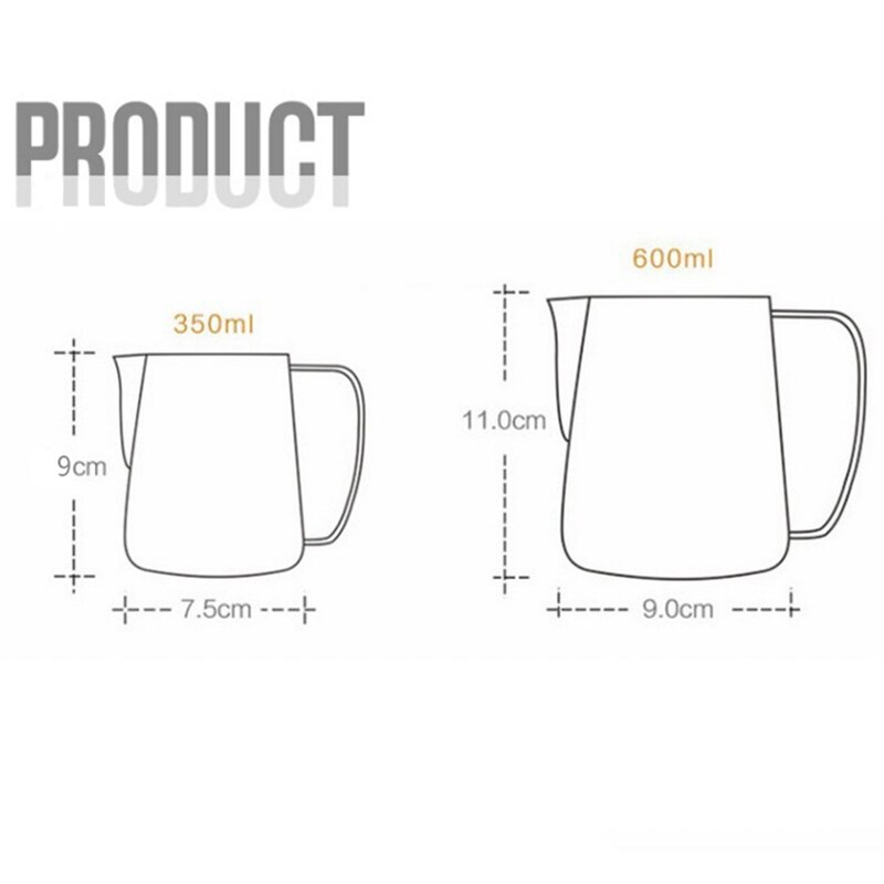 Barista askartelukahvi latte maidonvaahdotus kannu keittiö ruostumaton teräs maidonvaahdotus kannu espresso kahvi kannu työkalut #25