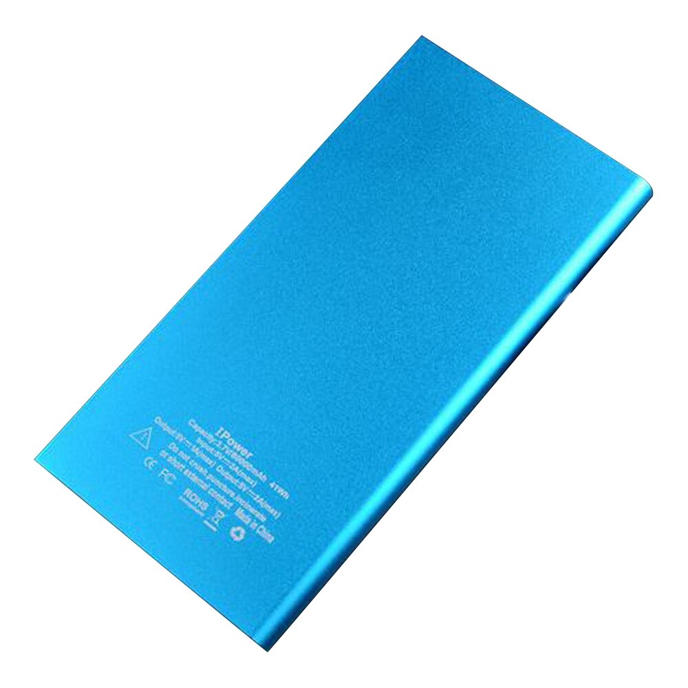 Ultra-Dunne Power Bank Mobiele Power Polymeer Mobiele Power Smart Usb-uitgang 10000Mah Batterij Ce Fcc Ccc Legalize: Blue