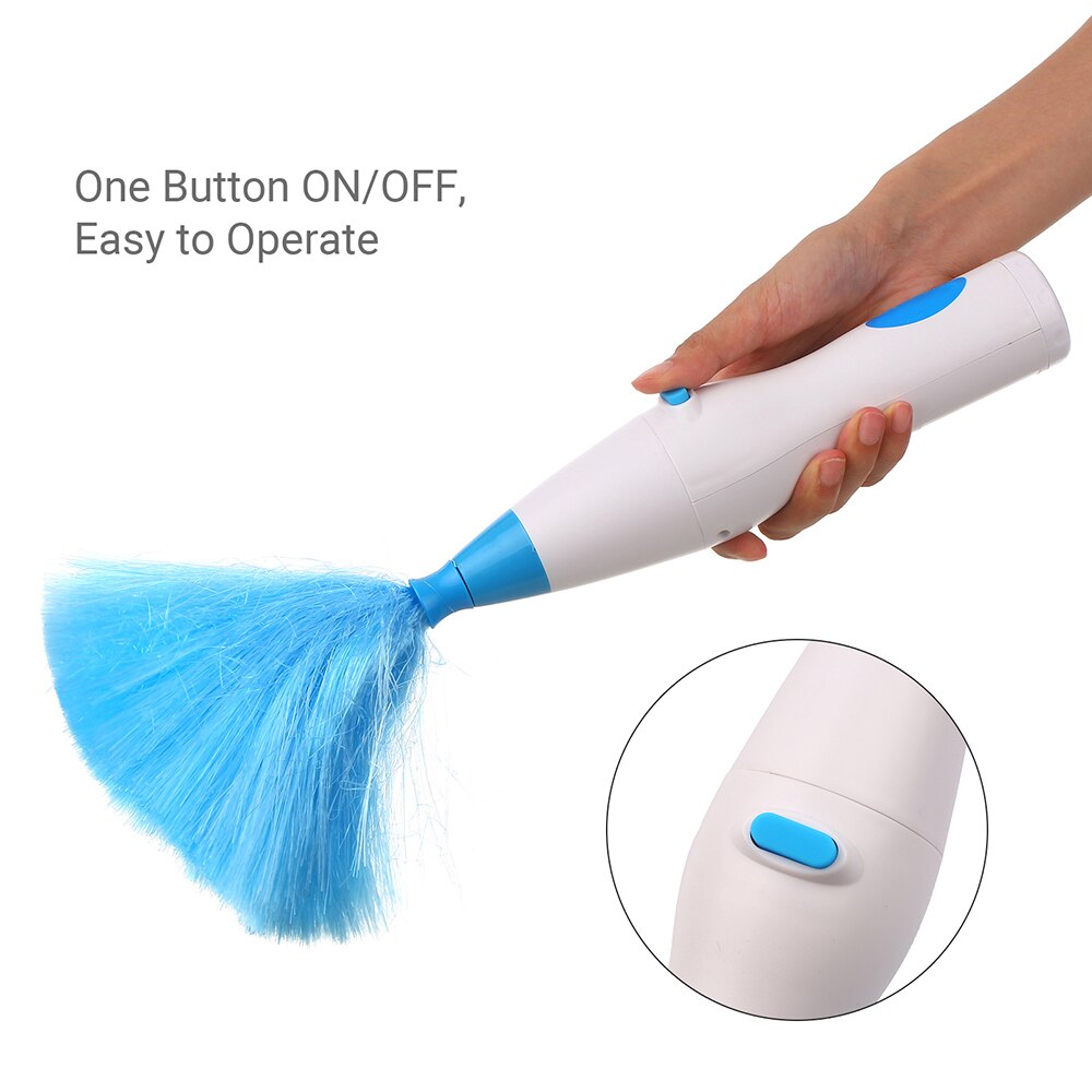 Handheld Battery Operated Electric Spin Duster Feather Duster Retractable Microfiber Cleaning Brush Hand Duster W/ 2 Brush Head