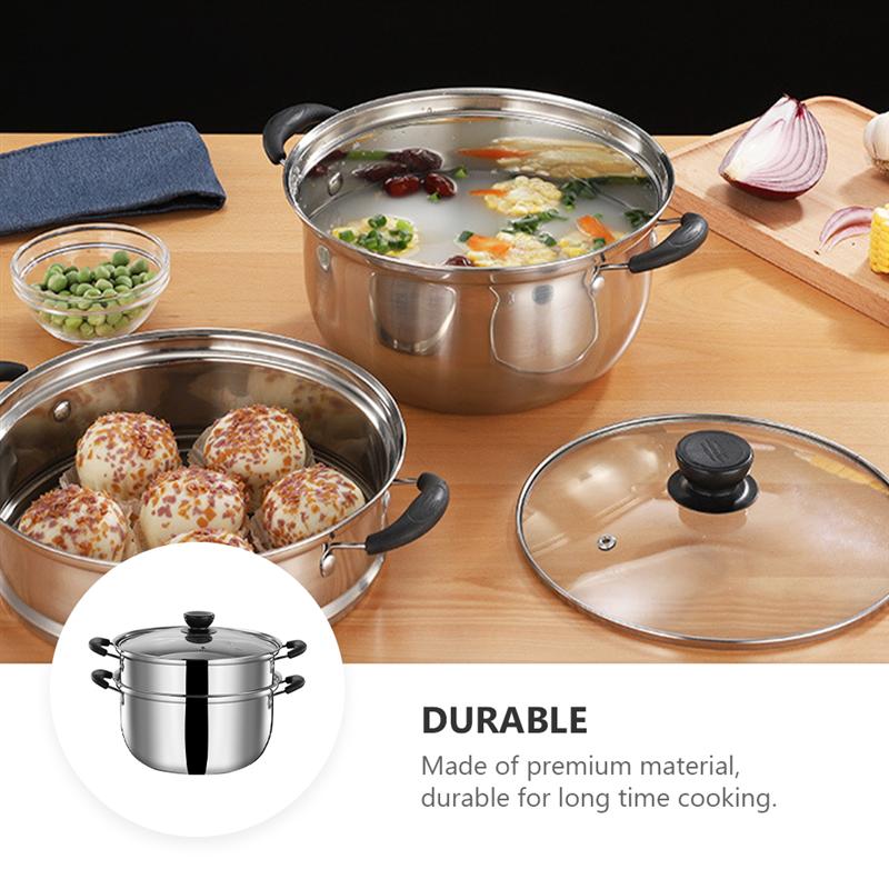 Kitchen Steam Pot Stainless Steel Stock Pot Practical Household Kitchen Food Cooking Steam Pot Multifunctional Cooking Pot