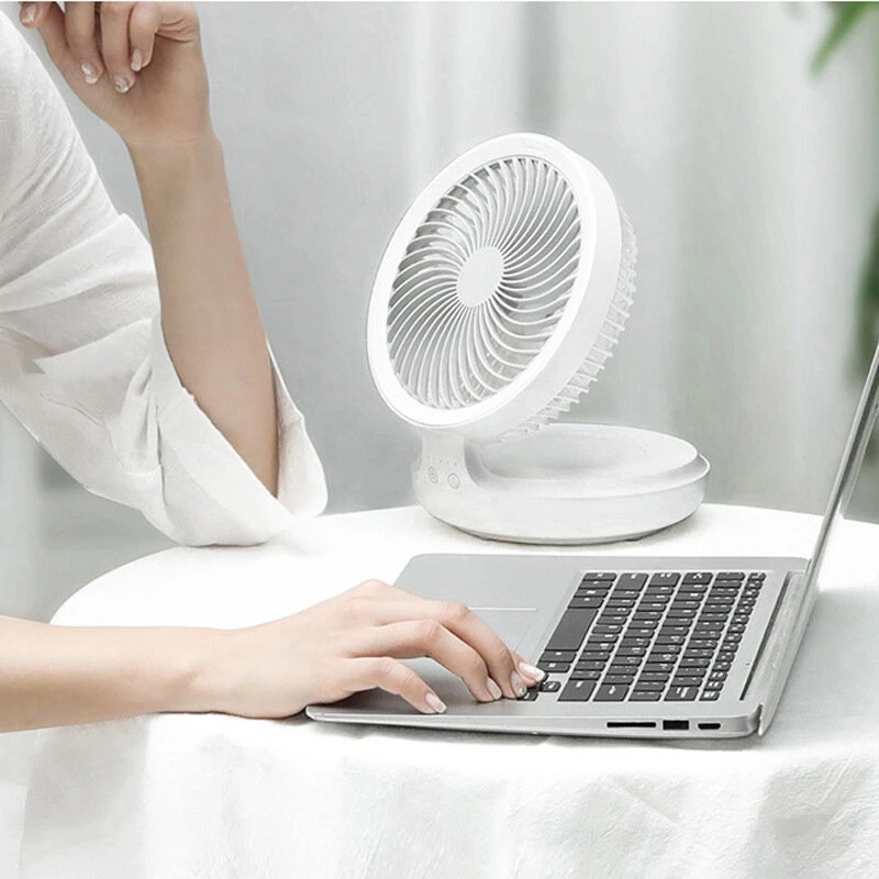 Edon-ventilador de circulación de aire suspendido inalámbrico E808, recargable por USB, eléctrico, plegable, luz nocturna, Control táctil, 4 velocidades del viento