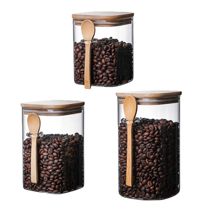 2 sets 70 oz badzout glazen pot - badzoutcontainer met 2 houten schep