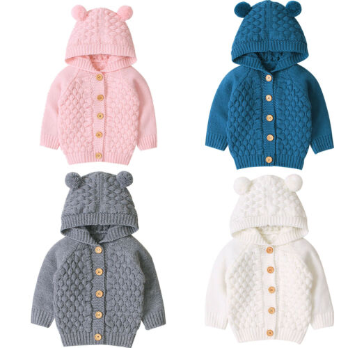 Niedlich Ohr Kleinkind Jungen Mädchen Kinder Baby Pullover Mit Kapuze Stricken Warme Mantel Oberbekleidung