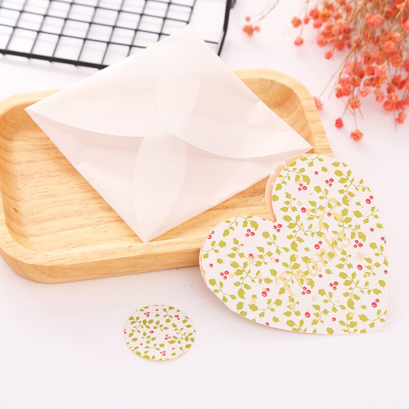 10pcs/set greeting card blessing language cardheart-shaped folding message card birthday business card