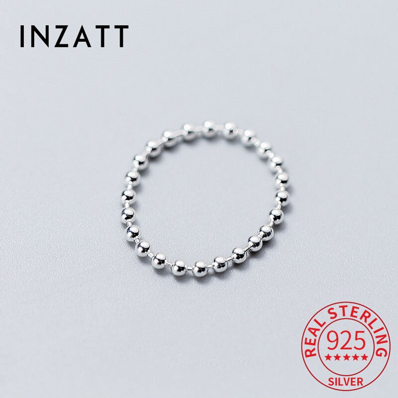 Inzatt echter 925- ring aus sterlingsilber mit runden perlen für damen, trendiger partyschmuck, minimalistisches accessoire