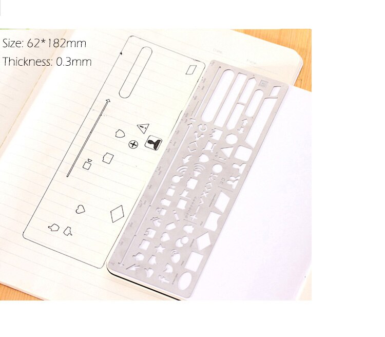 Kawaii Cute Cat Ruler Drawing Stencil Hollow Metal Rulers Stencils Stationery List School Office Supplies Bullet Journal sl1701: web 62x182mm