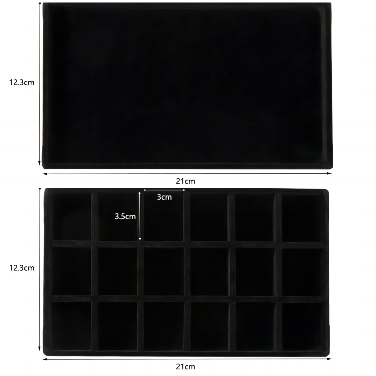 Schwarzer Schmuck-Organizer, Samt-Schmuck-Aufbewahrungstablett, Anzeige, Ring, Armbinde, Halskette, Aufbewahrungsbox, Vitrine, Schublade, Organizer-Tabletts: Silber