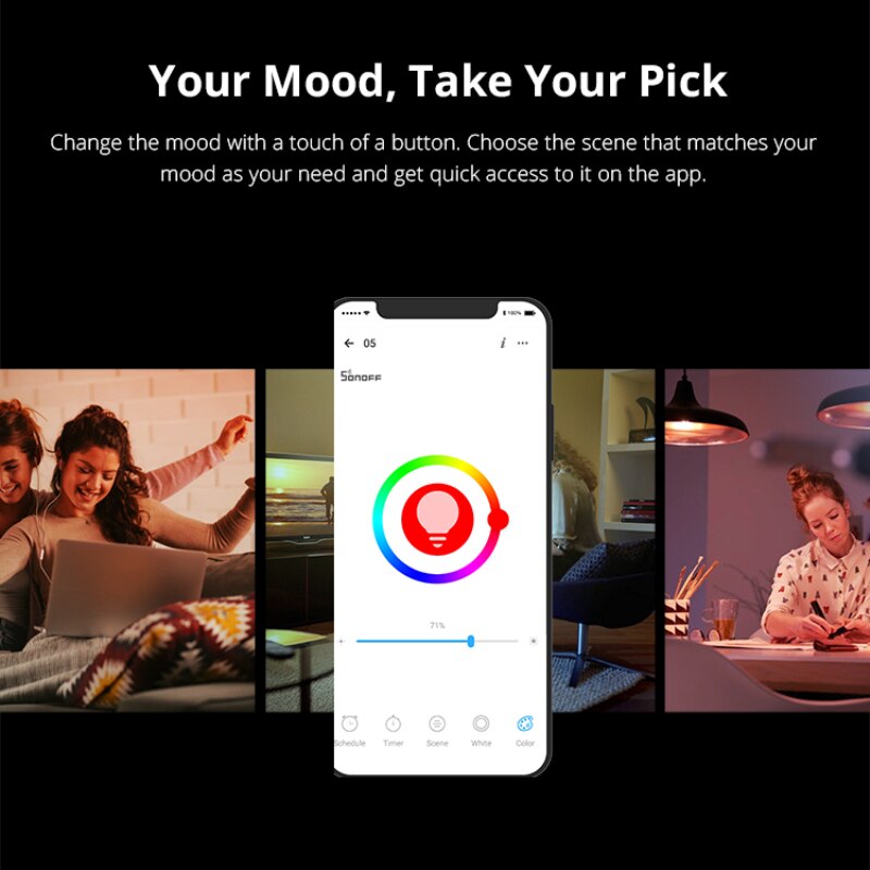1/2/3/4 pces sonoff wifi inteligente lâmpada led e27 regulável rgb lâmpada de luz 9w lâmpadas ewelink app kits de automação funciona com alexa google