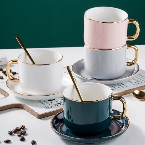 Ceramic Cup Coffee Mug Simple Modern Turkish Coffee Cups 6pcs Nordic Cartoons Tazas Cafe Cups and Saucers BE50MU