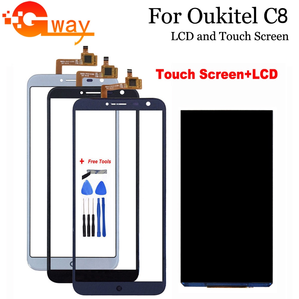 5.5 inch For Oukitel C8 LCD Display+Touch Screen 100% Tested LCD+Digitizer Glass Panel Replacement For oukitel c8