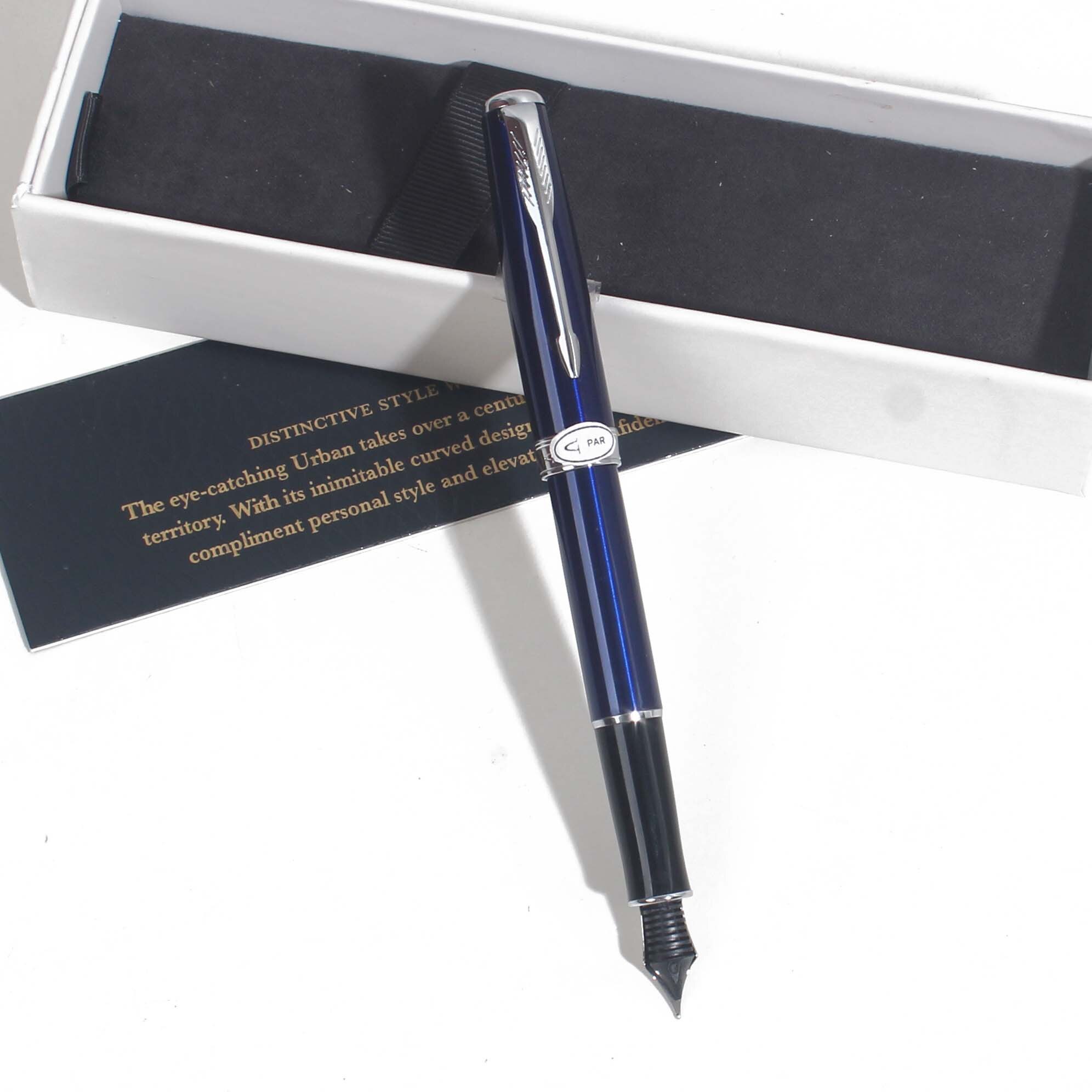 Sonneting Fountain pen metal office school pen Classic gold black gold clip pen with box black pen: Blue Silver