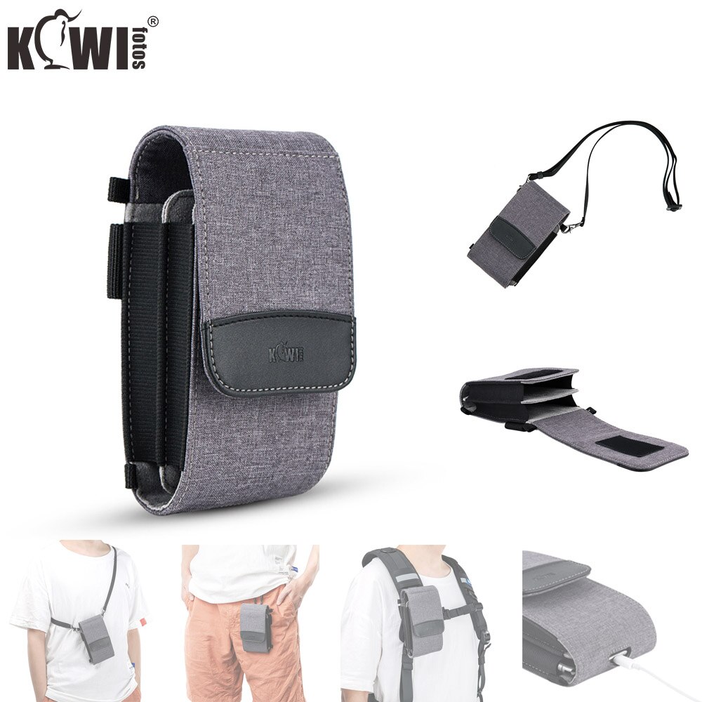 Dual-layer Durable Smart Phone Pouch Case Photo Bag for Power Bank Credit Card or ID Card with Carabiner and Shoulder Strap