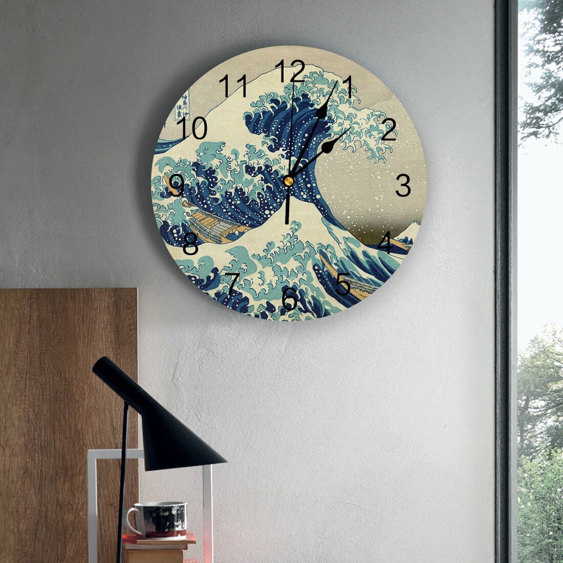 The Great Wave off Kanagawa Wall Clock Home Decor Bedroom Silent Oclock Watch Wall Digital Clock Wall Clock for Kids Rooms
