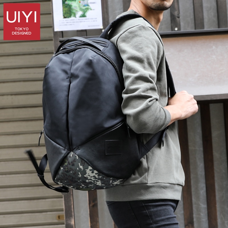 UIYI marca dos homens camuflagem mochila Coreano saco de escola mochilas mochila de viagem de grande capacidade à prova d' água bolsa para laptop macho Preto