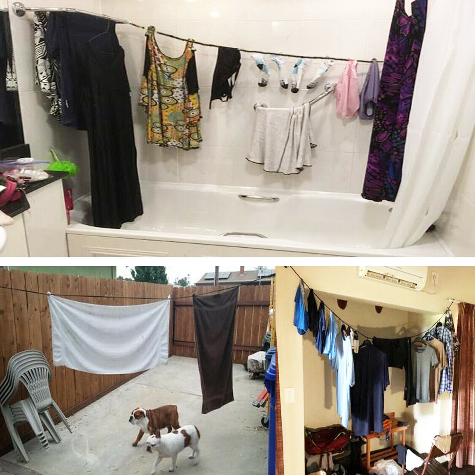 Corde à linge de voyage à trois cordons, pour hôtel, Camping, buanderie, pas besoin de broches