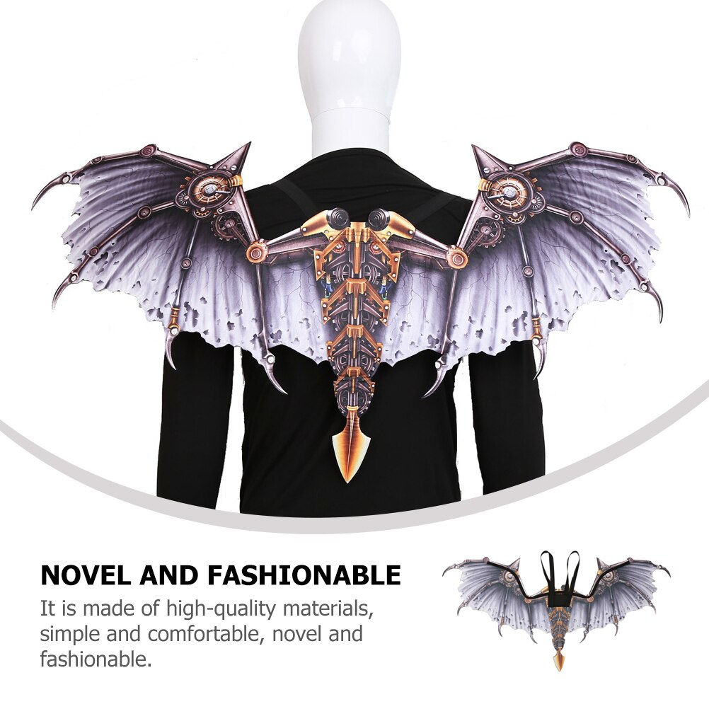 Foldable Steampunk Dragon Wings Costume Printed 3D Non-woven Fabric Wings Wearable Novel Stage Performance Prop for Adults