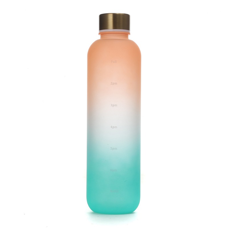1l vattenflaskor med tidsmarkör 32 oz fitness sport utomhus resor bärbara läckagesäkra dricksglas bpa-fria frostade dryckesflaskor