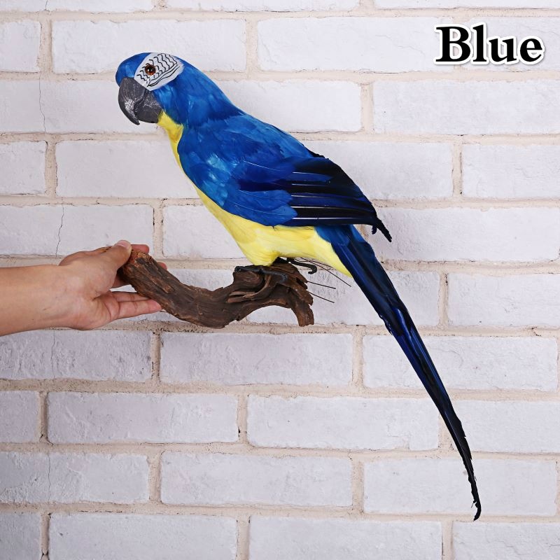 Figurine de perroquet en mousse faite à la main, simulation d'ara, ornement de pelouse, faux animal, oiseau, accessoire de jardin, décoration, 45cm: Bleu