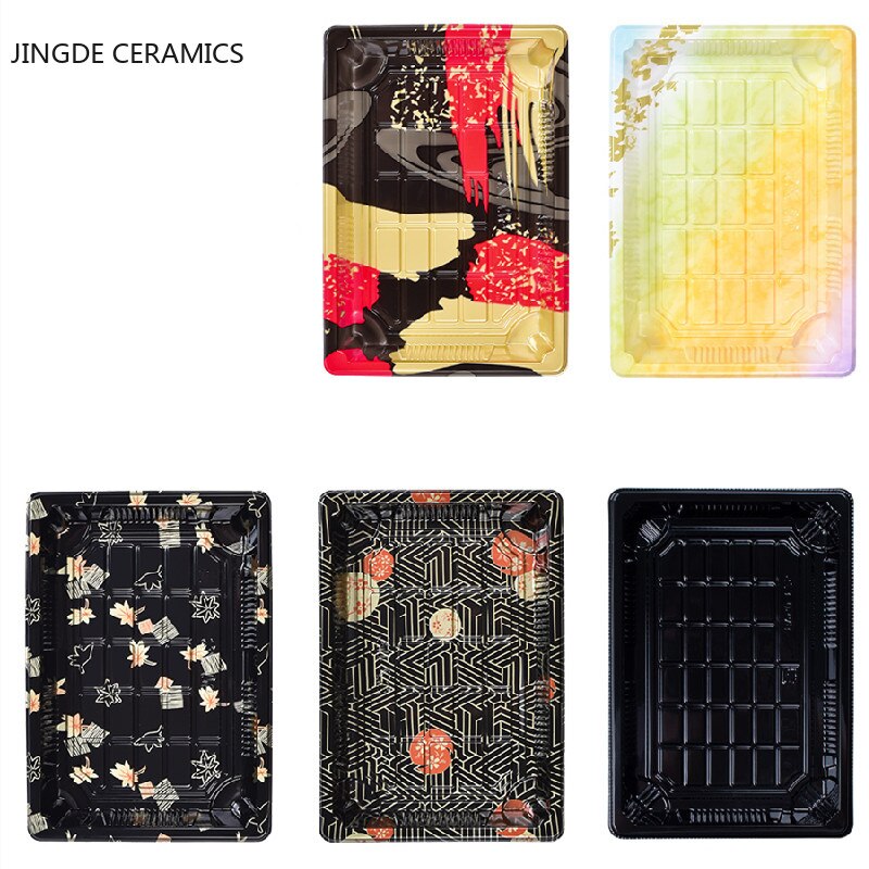 50pcs Japanese Disposable Sushi Packing Box Lunch Box Fruit Boxes Sashimi Sushi Food Container Portable Take Out Boxes