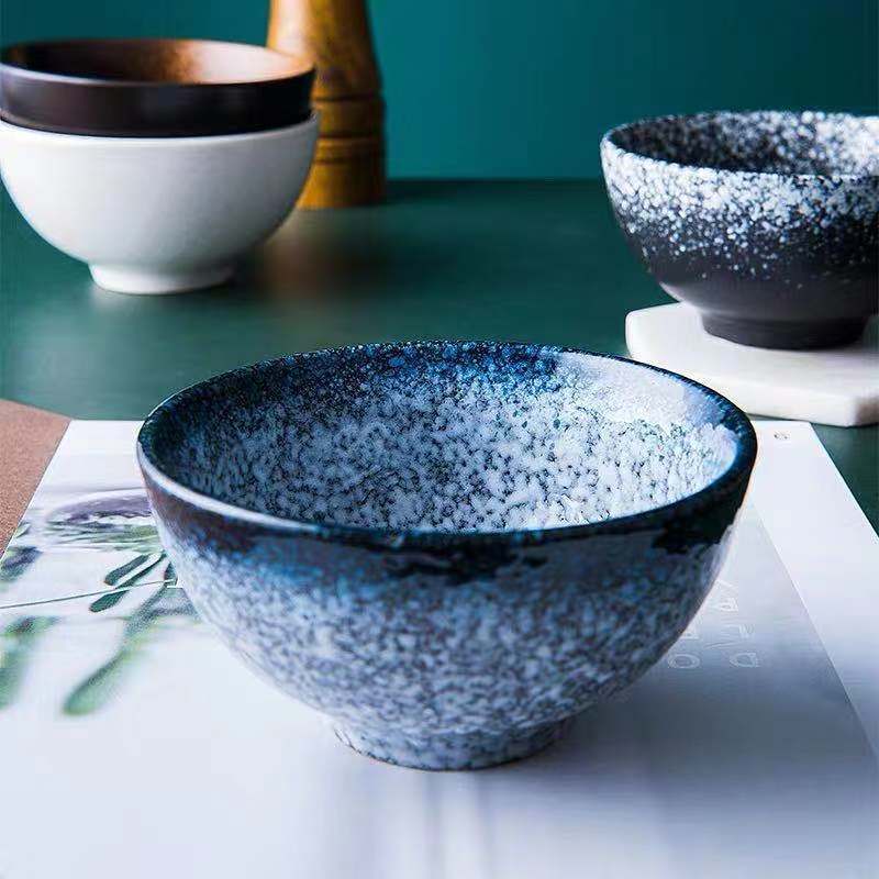 Japonês tigela de cerâmica casa arroz macarrão tigela sopa comer pequenas tigelas talheres conjunto retro criativo comer tigela