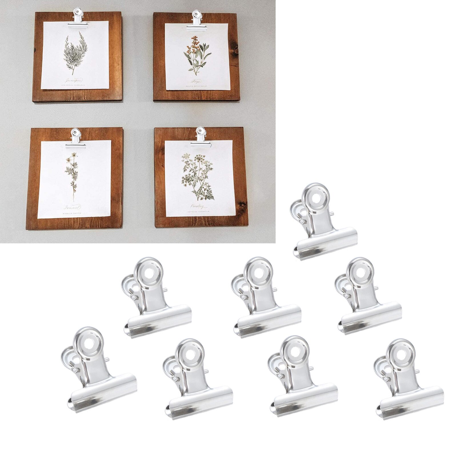 10Pcs Metal Round Grip Clips Bulldog Clip Ticket Paper Stationery Clip For Tags Bags Document Binder Clip Photo Clamp 32x30mm: Silver