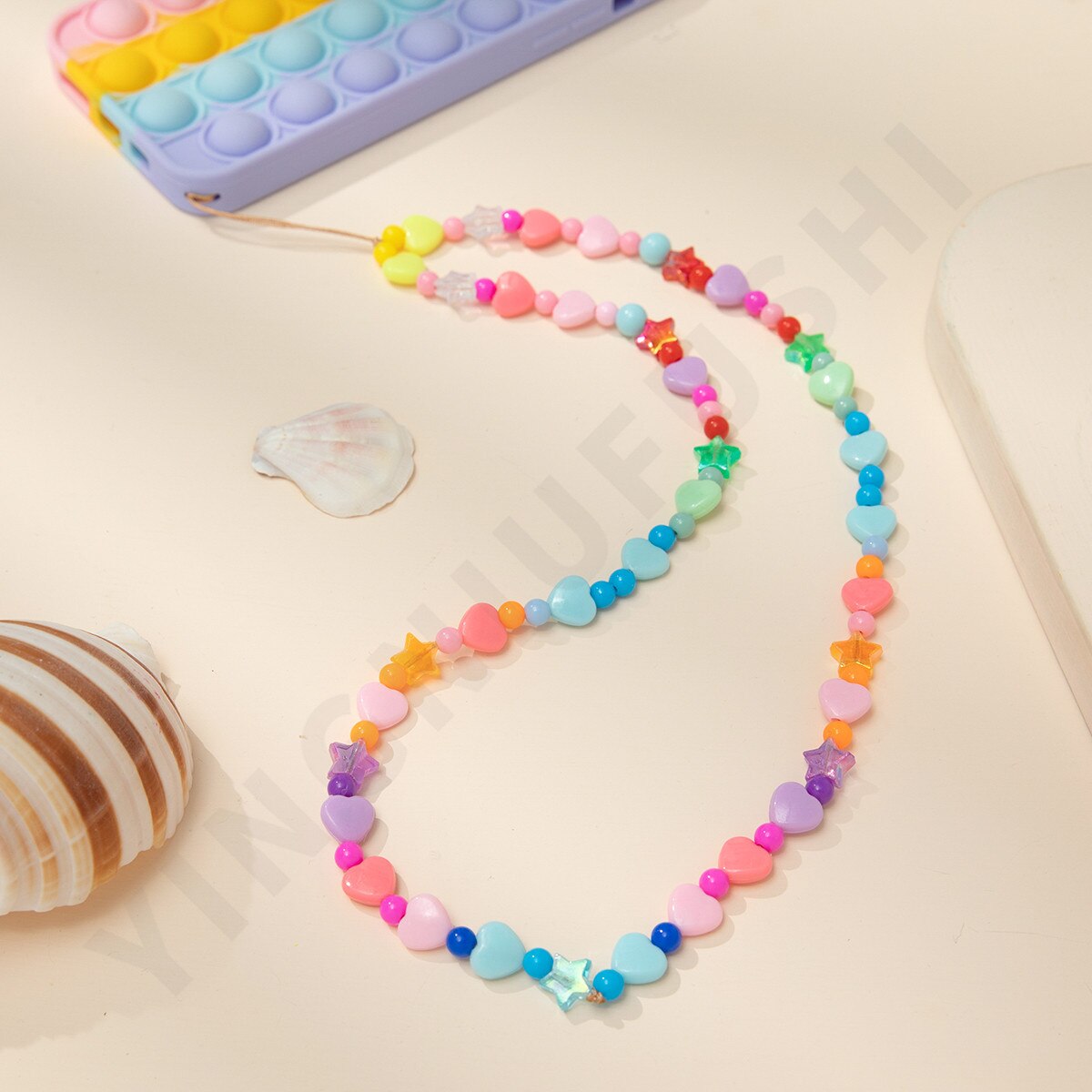 Kleurrijke Acryl Kraal Lange Mobiele Telefoon Keten Mobiele Telefoon Strap Anti-Verloren Lanyard Voor Vrouwen Zomer Sieraden Telefoon Accessoires